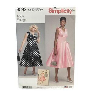 Simplicity 8592 Vintage 1950s Dress Pattern Sizes 10-18 UNCUT FF